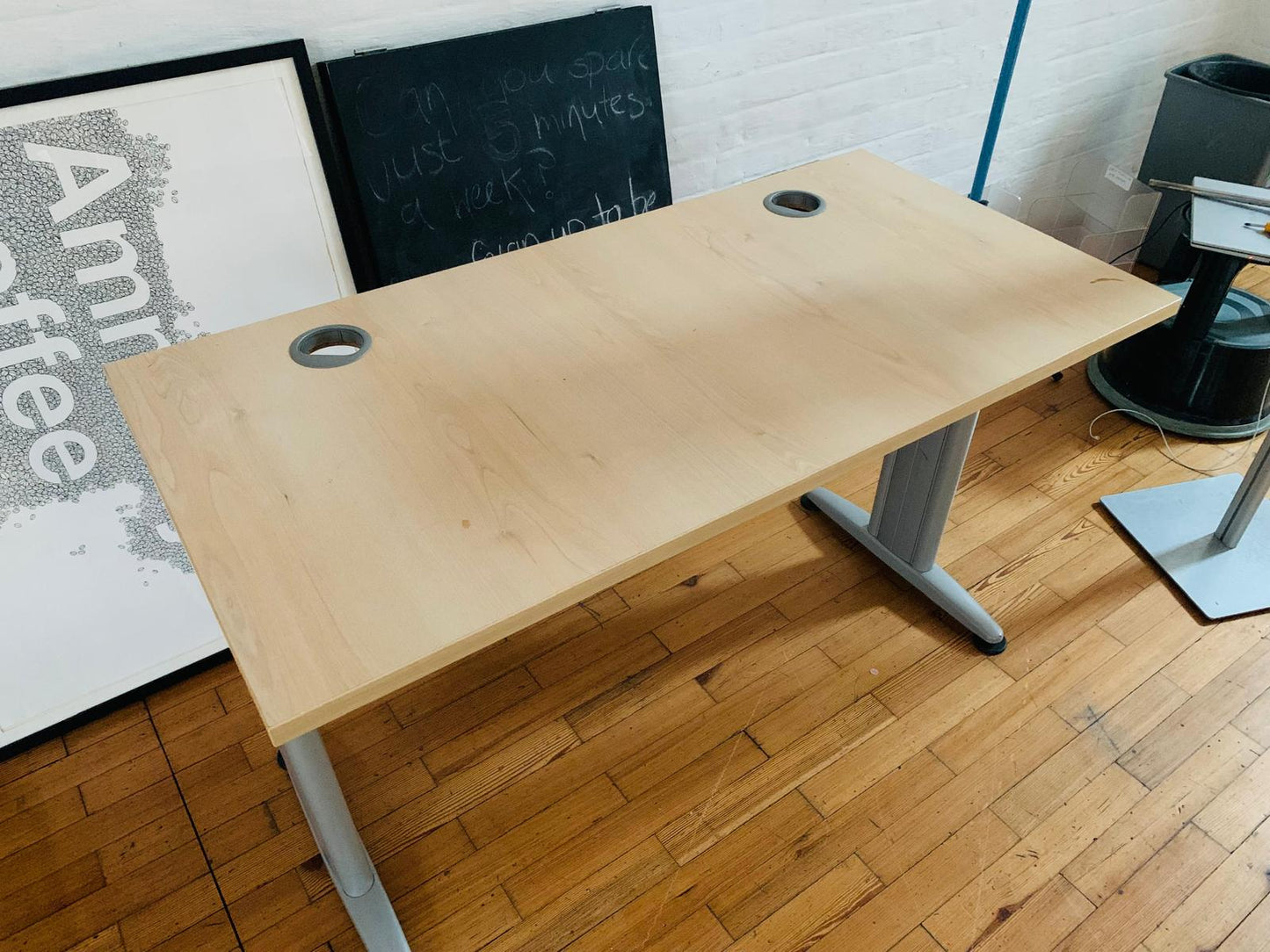 Brown Small Office Desk, Small Computer Workstation 1200mm table with cable ports