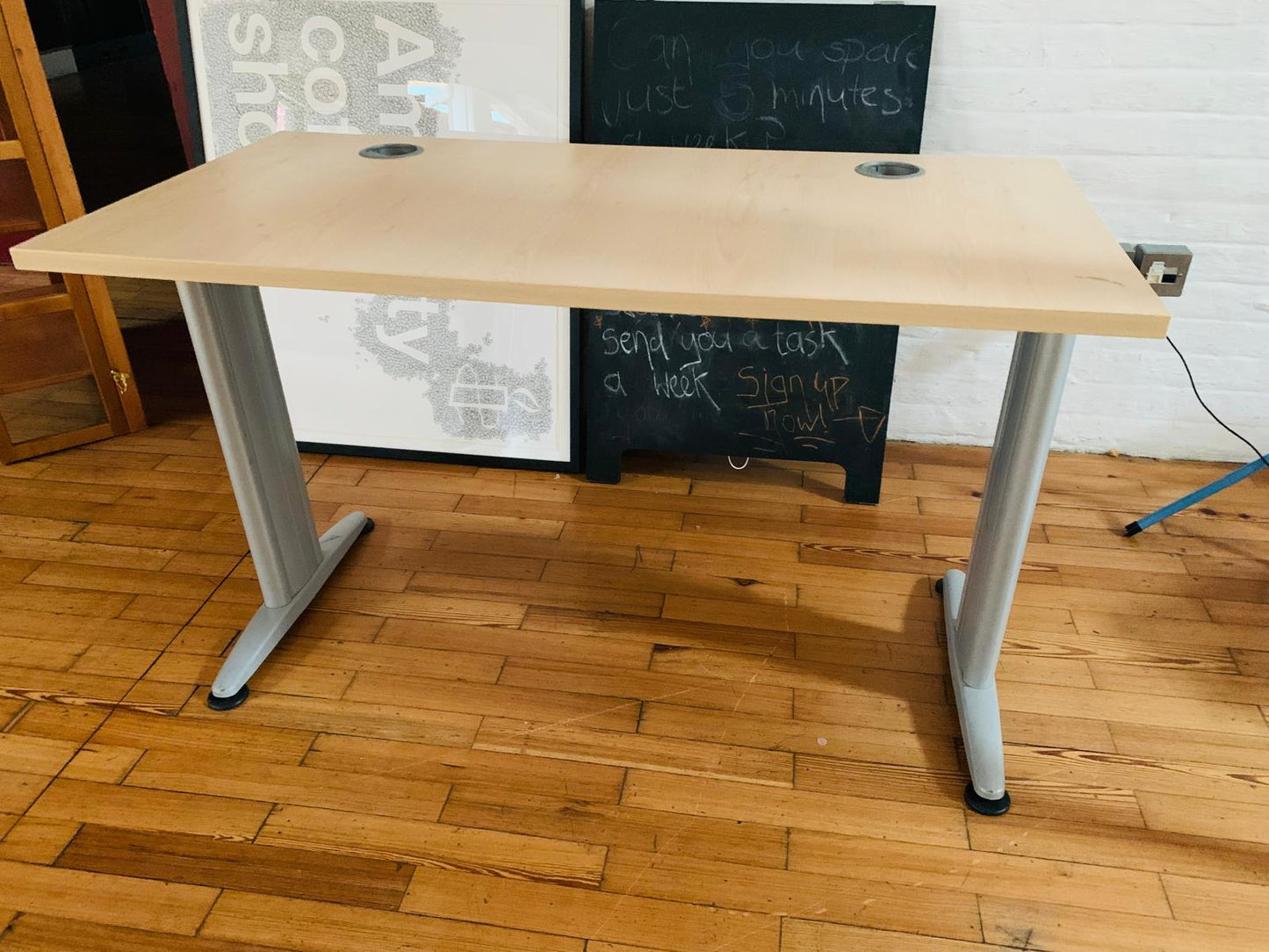 Brown Small Office Desk, Small Computer Workstation 1200mm table with cable ports
