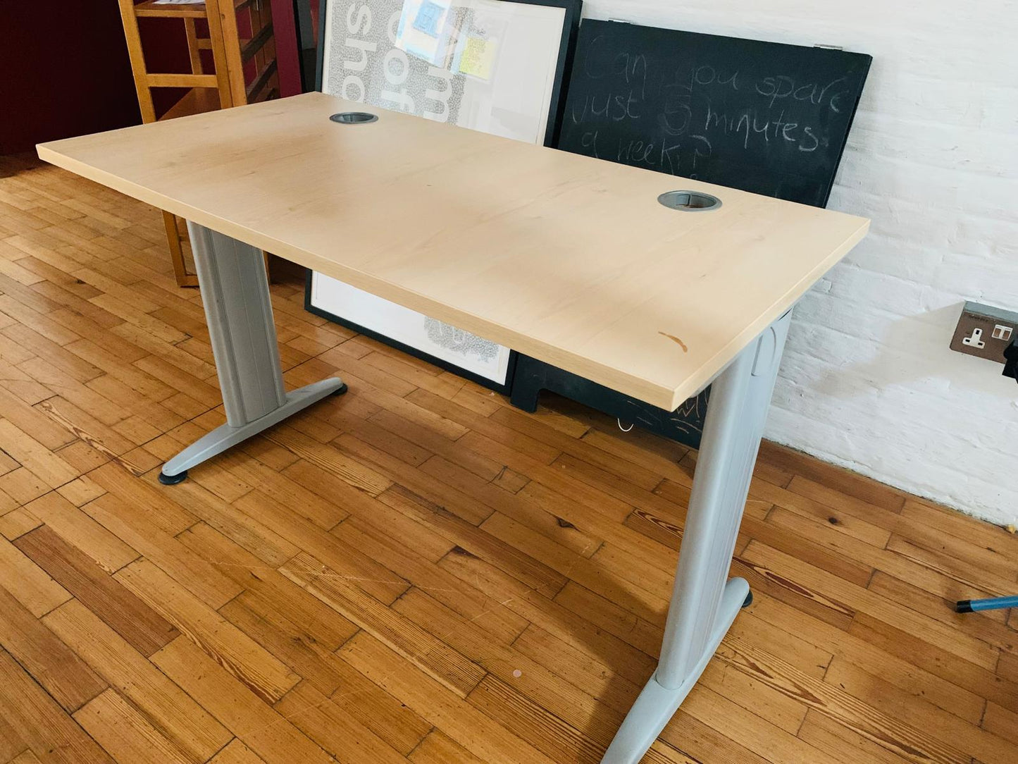 Brown Small Office Desk, Small Computer Workstation 1200mm table with cable ports