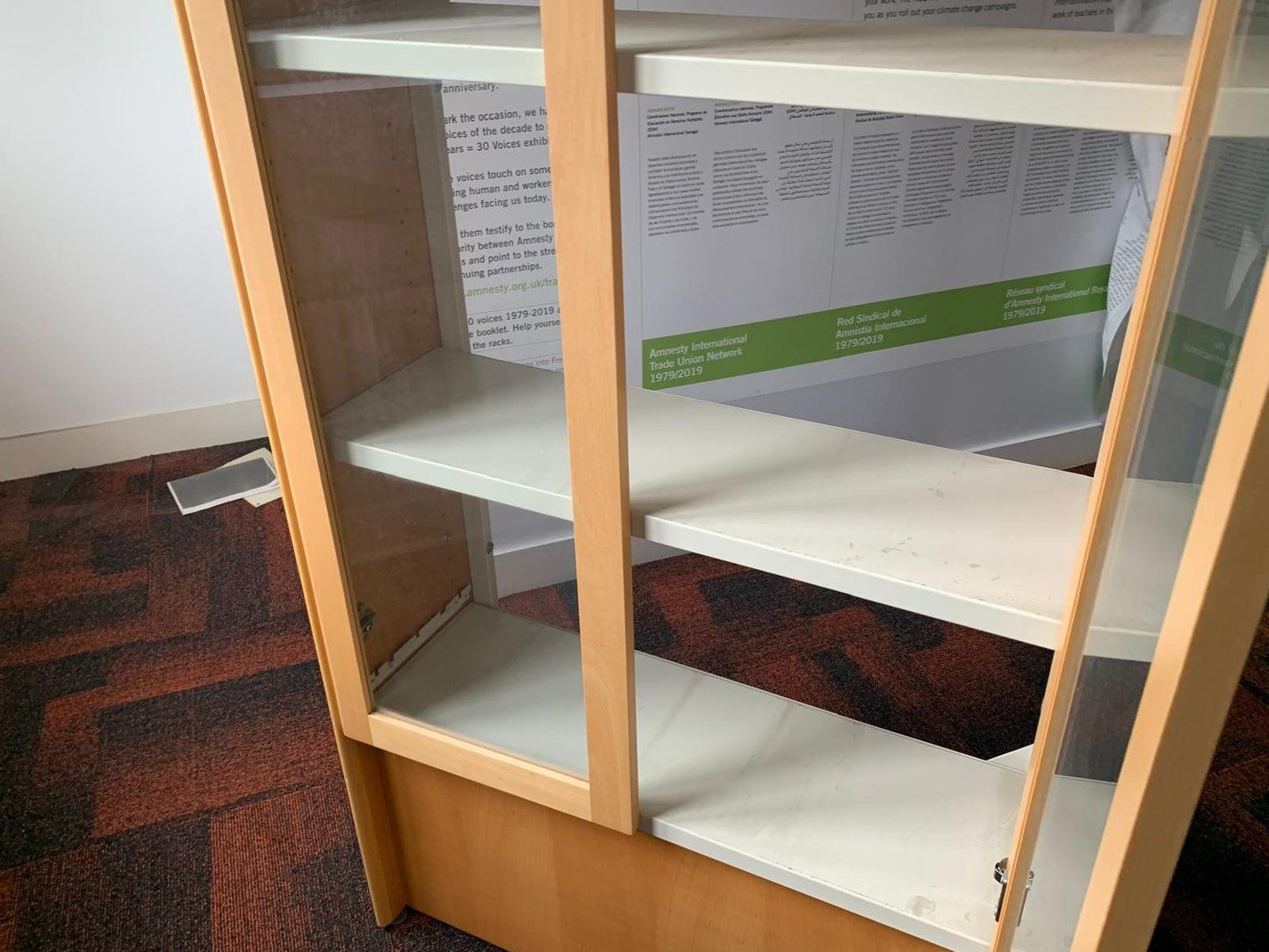 Glass Cabinet Display Case, Wood finish Tall Bookshelf H=210cm W=76cm D=29cm, 27cm