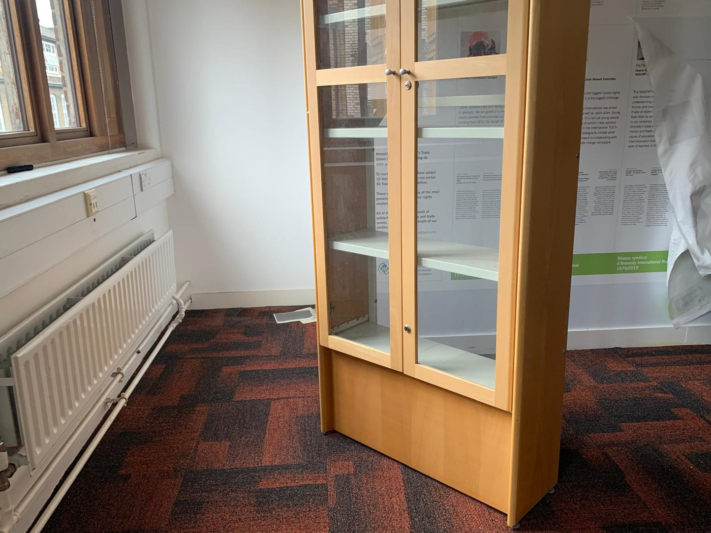 Glass Cabinet Display Case, Wood finish Tall Bookshelf H=210cm W=76cm D=29cm, 27cm