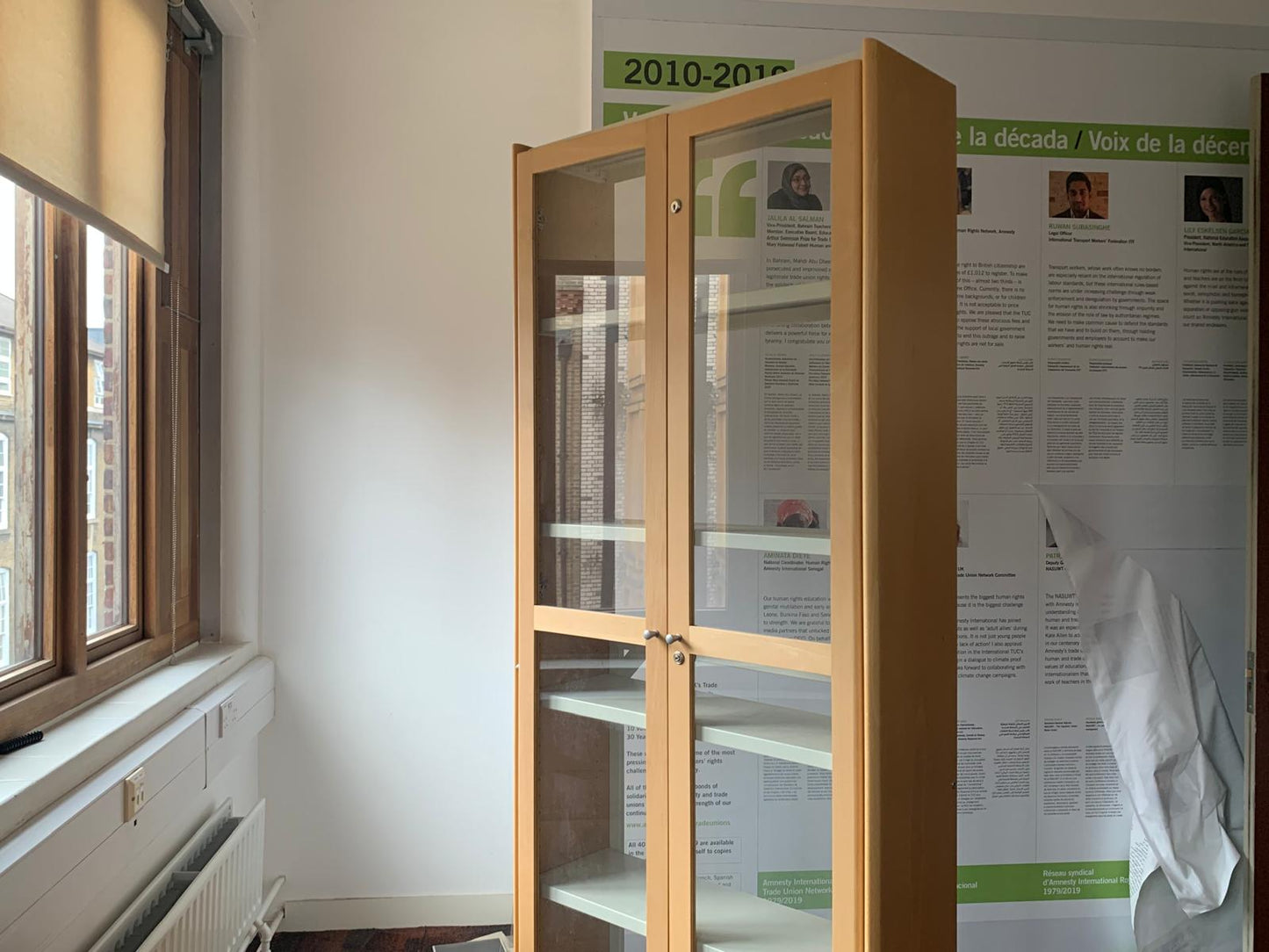 Glass Cabinet Display Case, Wood finish Tall Bookshelf H=210cm W=76cm D=29cm, 27cm
