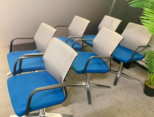 Used Orangebox Workday WD-CFA Meeting chair Blue Grey