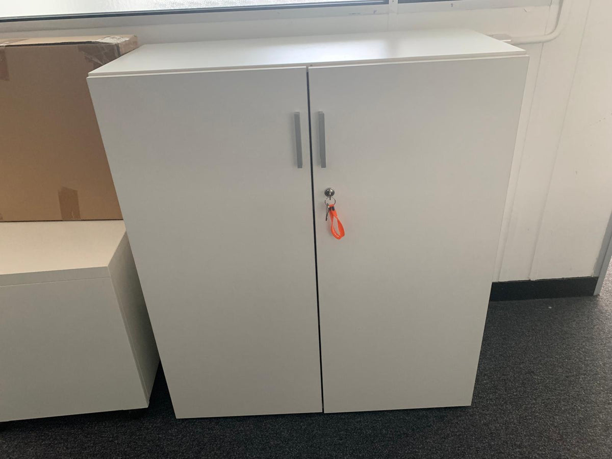 Used storage cupboard double door 2 door office with vertical silver