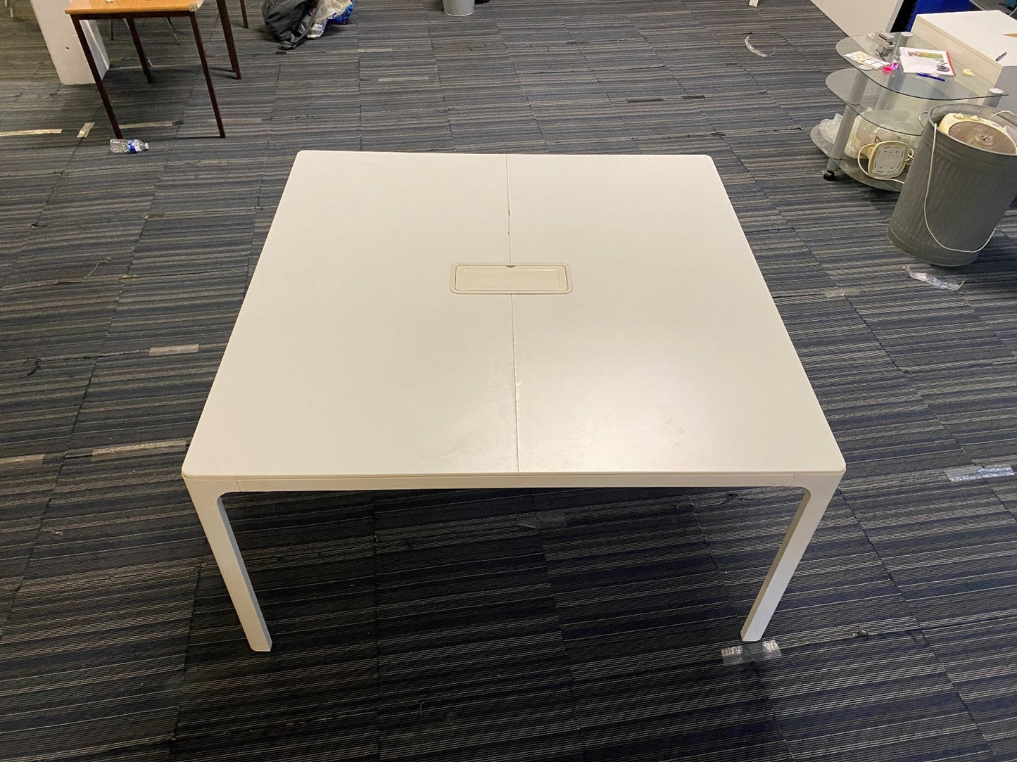 Ikea White (Black Legs) BEKANT conference meeting table 140cm x 140cm