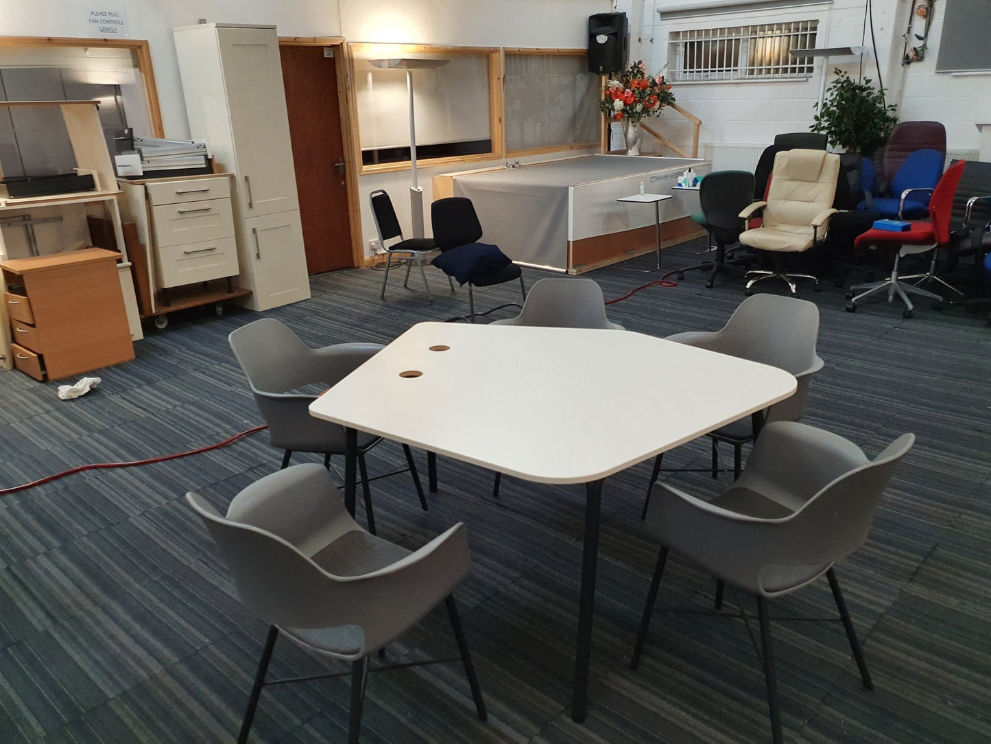 Modern Meeting Table, Folding White Table 130cm W x 140cm D x 73cm H
