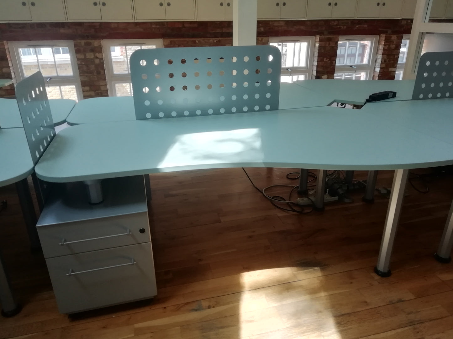 Blue hue office wave desk, 180cm x 90cm