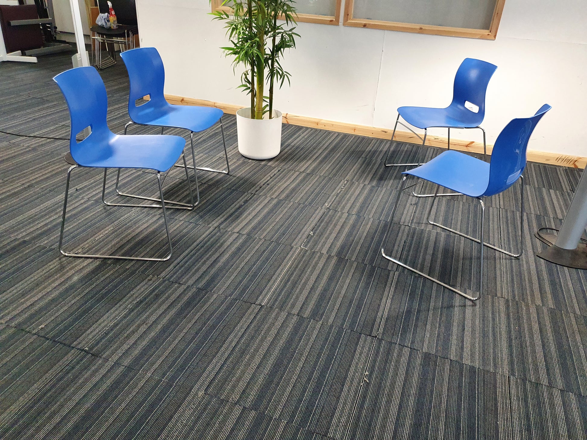 Stackable blue dining office canteen chairs