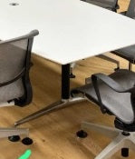 Used office boardroom conference meeting training white boat shaped table 240cm x122cm