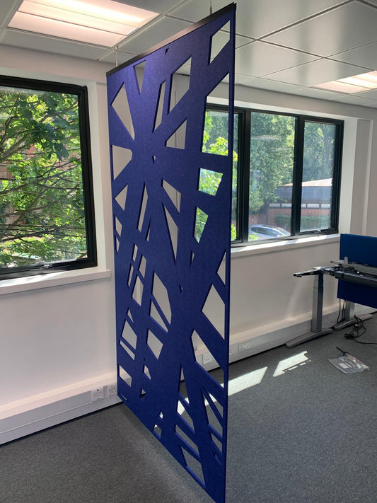 Pre-owned ceiling hung blue divider