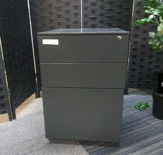 Used Pedestal Office Drawers Dark Grey 50cm D x 60cm H x 41cm W