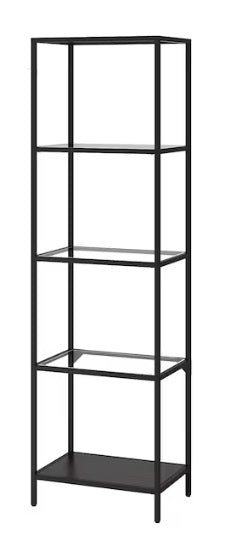 Second hand IKEA VITTSJÖ Shelving unit black-brown/glass 51cm x 175 cm