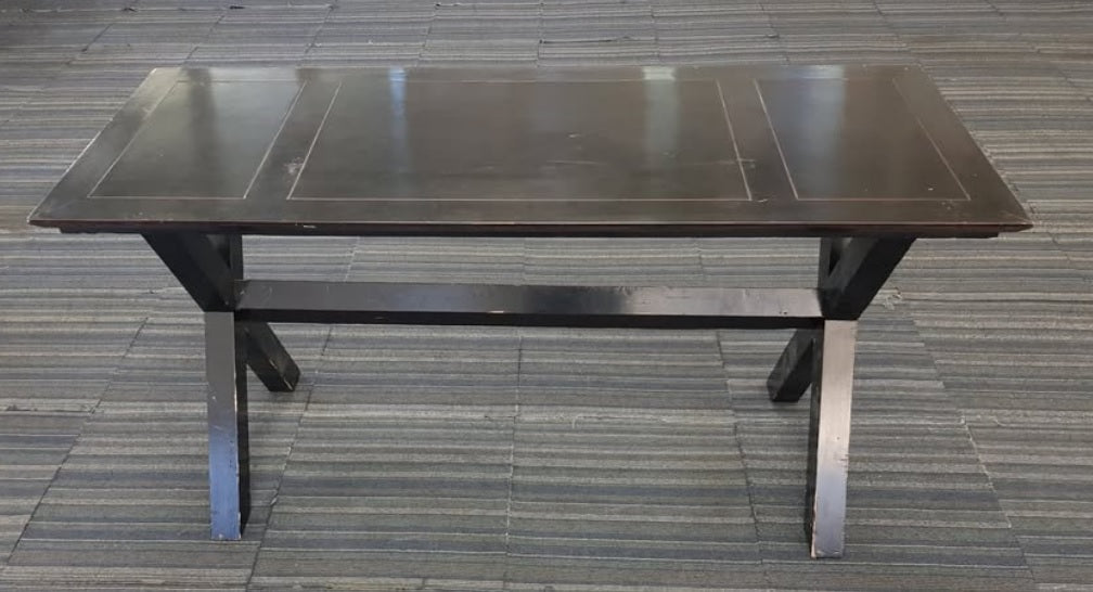 Black Lacquer Refectory Dining Table with X Frame Legs