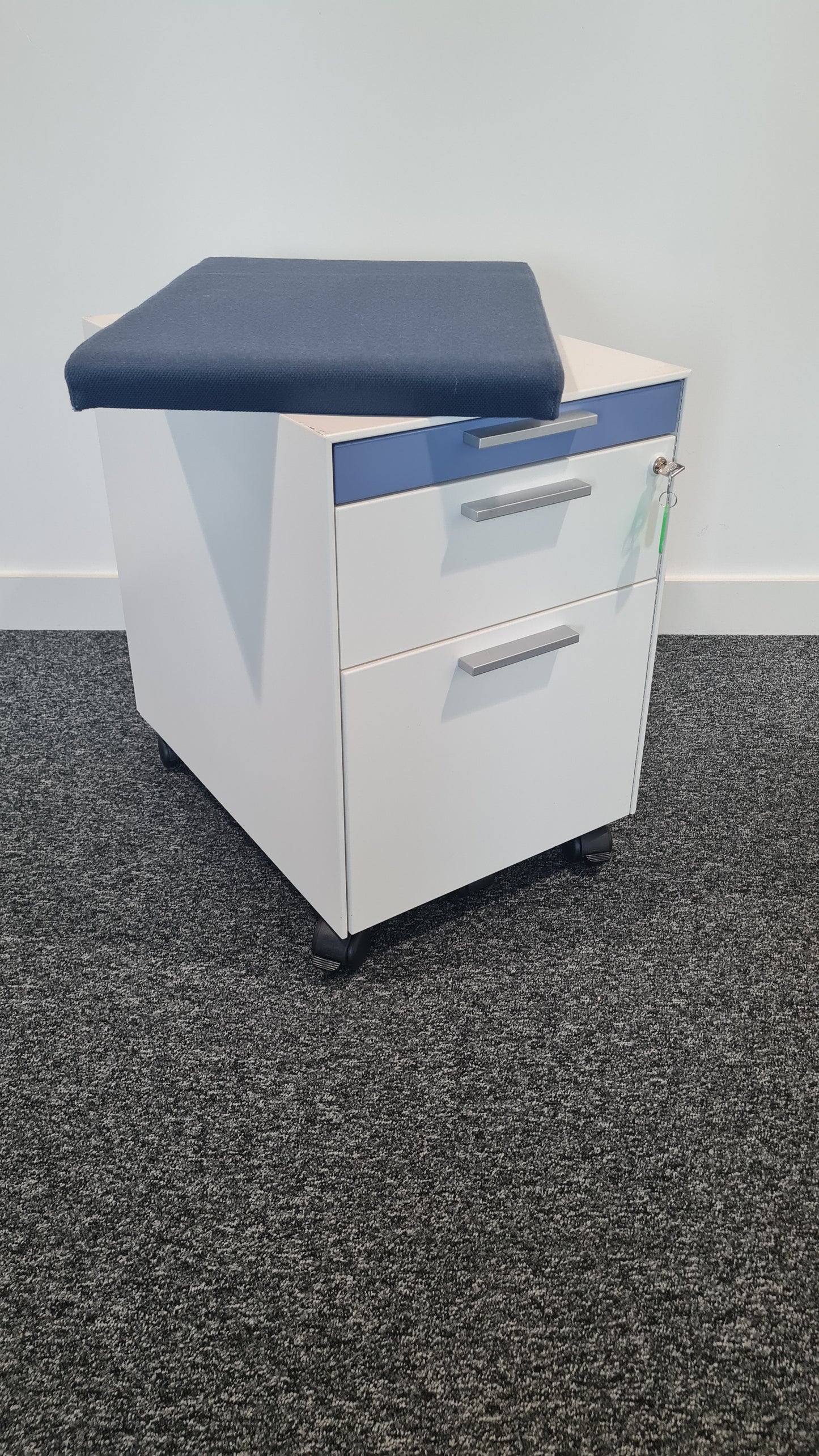 Gloss Office Contrast White / Coloured 3 Drawers Pedestals