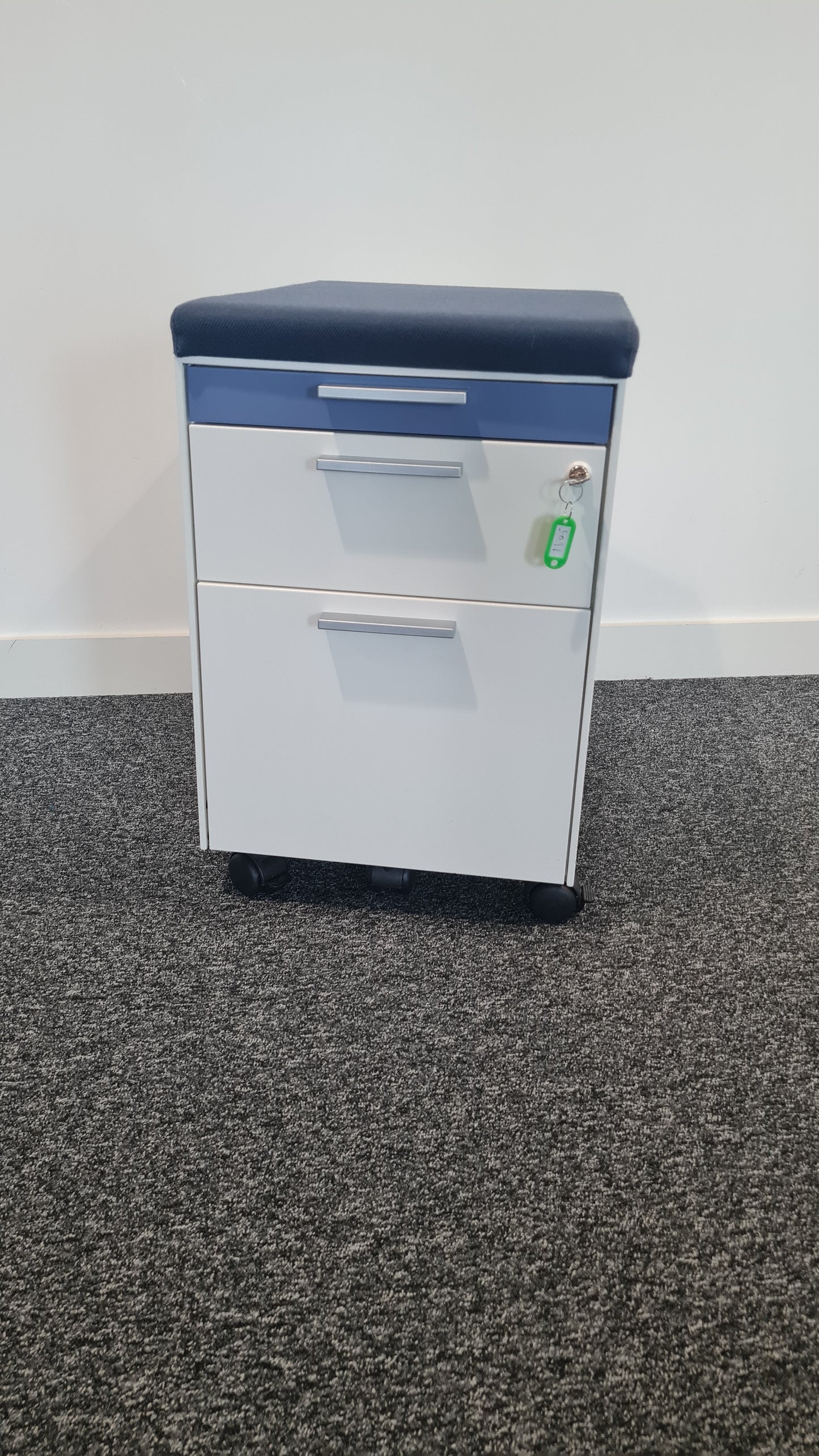 Gloss Office Contrast White / Coloured 3 Drawers Pedestals