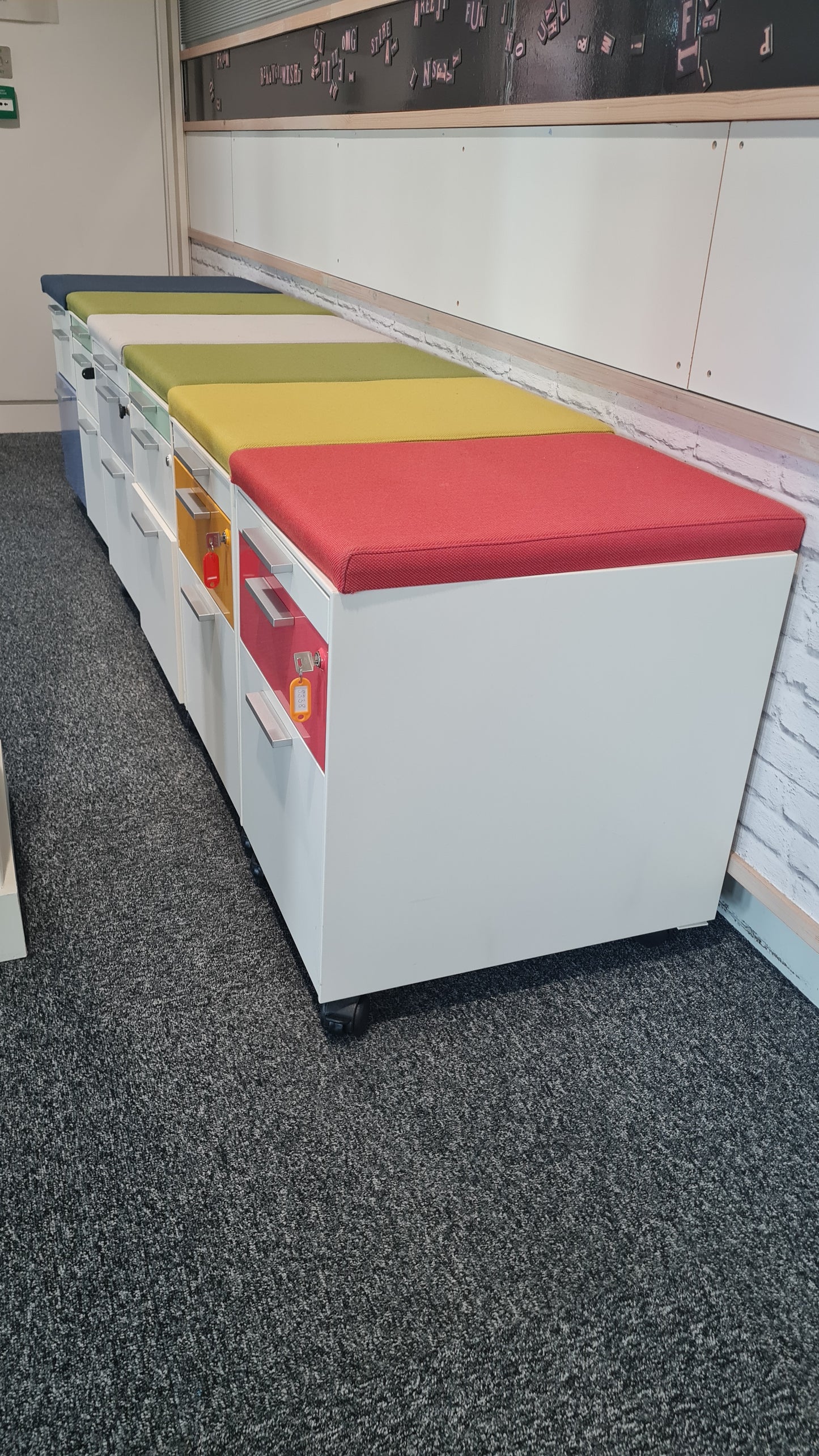 Gloss Office Contrast White / Coloured 3 Drawers Pedestals
