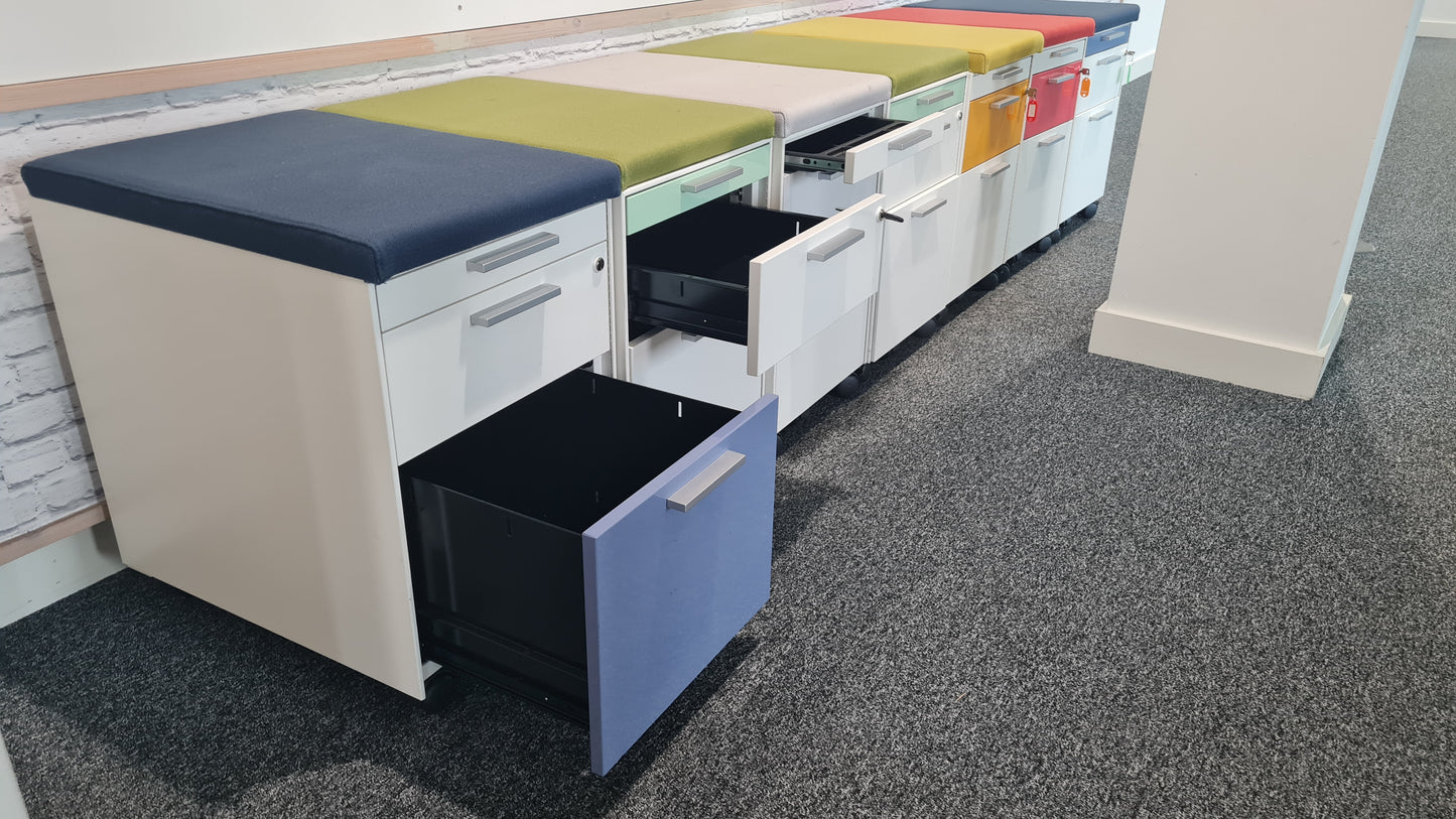 Gloss Office Contrast White / Coloured 3 Drawers Pedestals