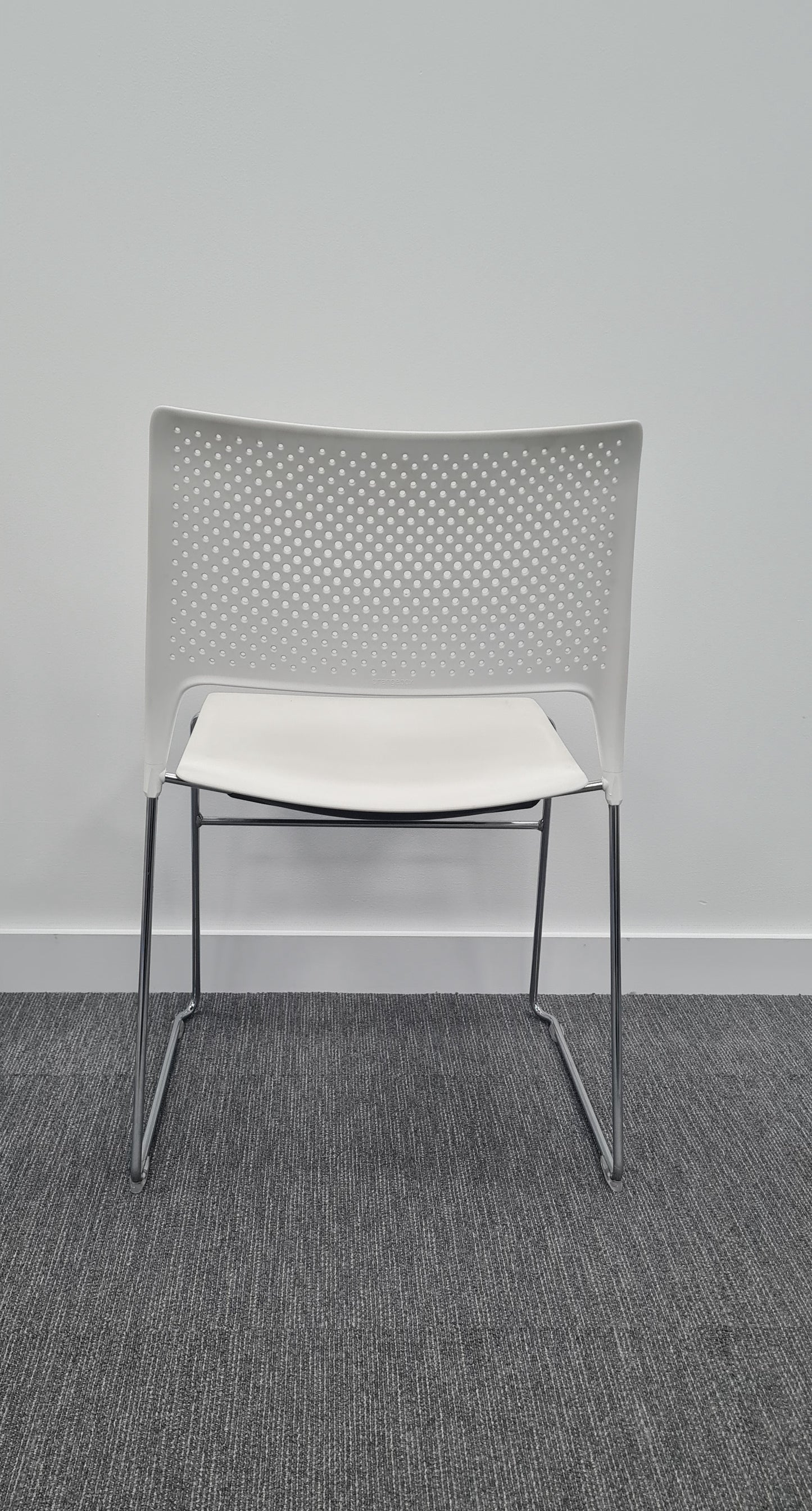 Back of white Skid Base Conference Chair