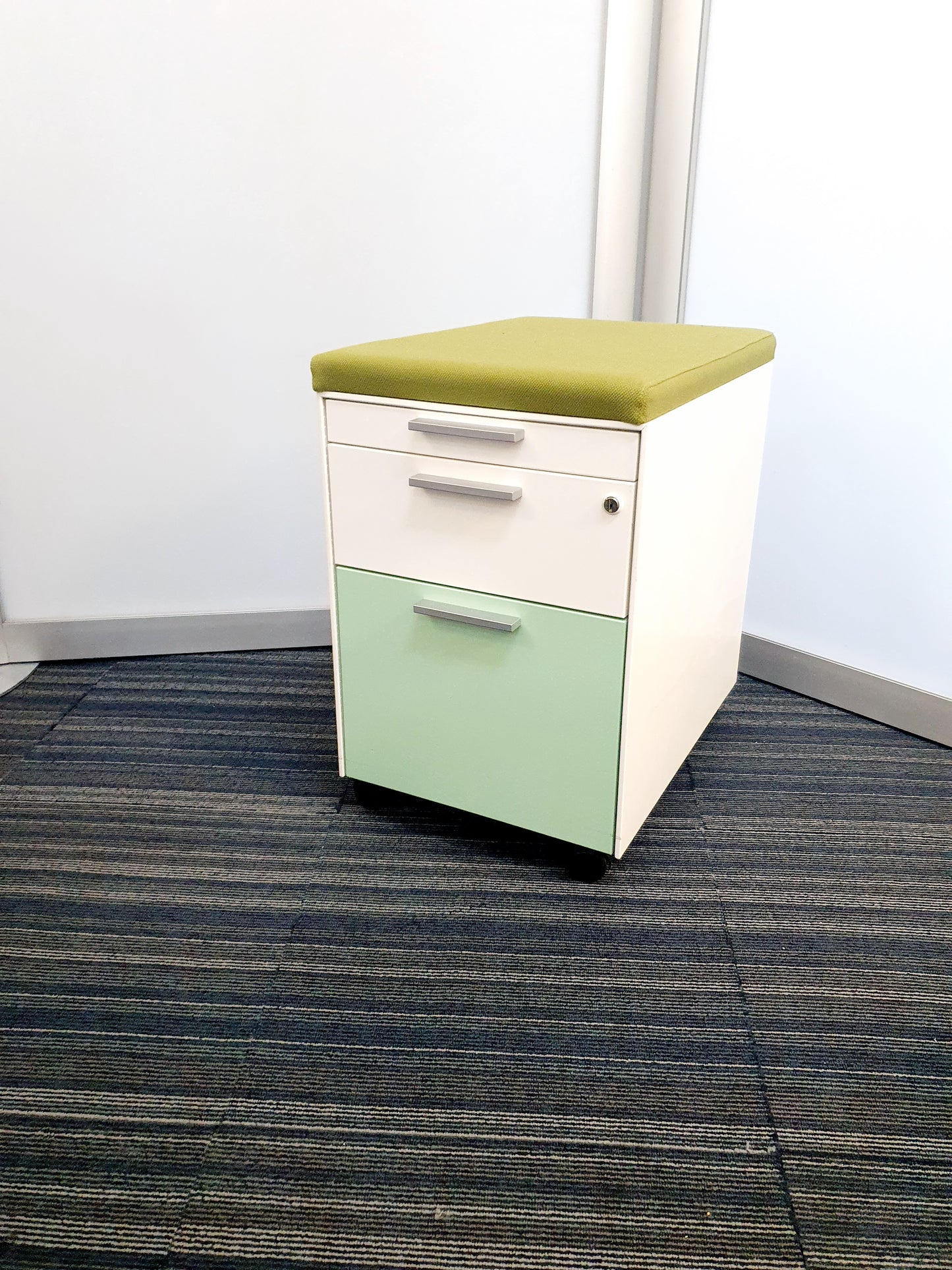 Gloss Office Contrast White / Coloured 3 Drawers Pedestals