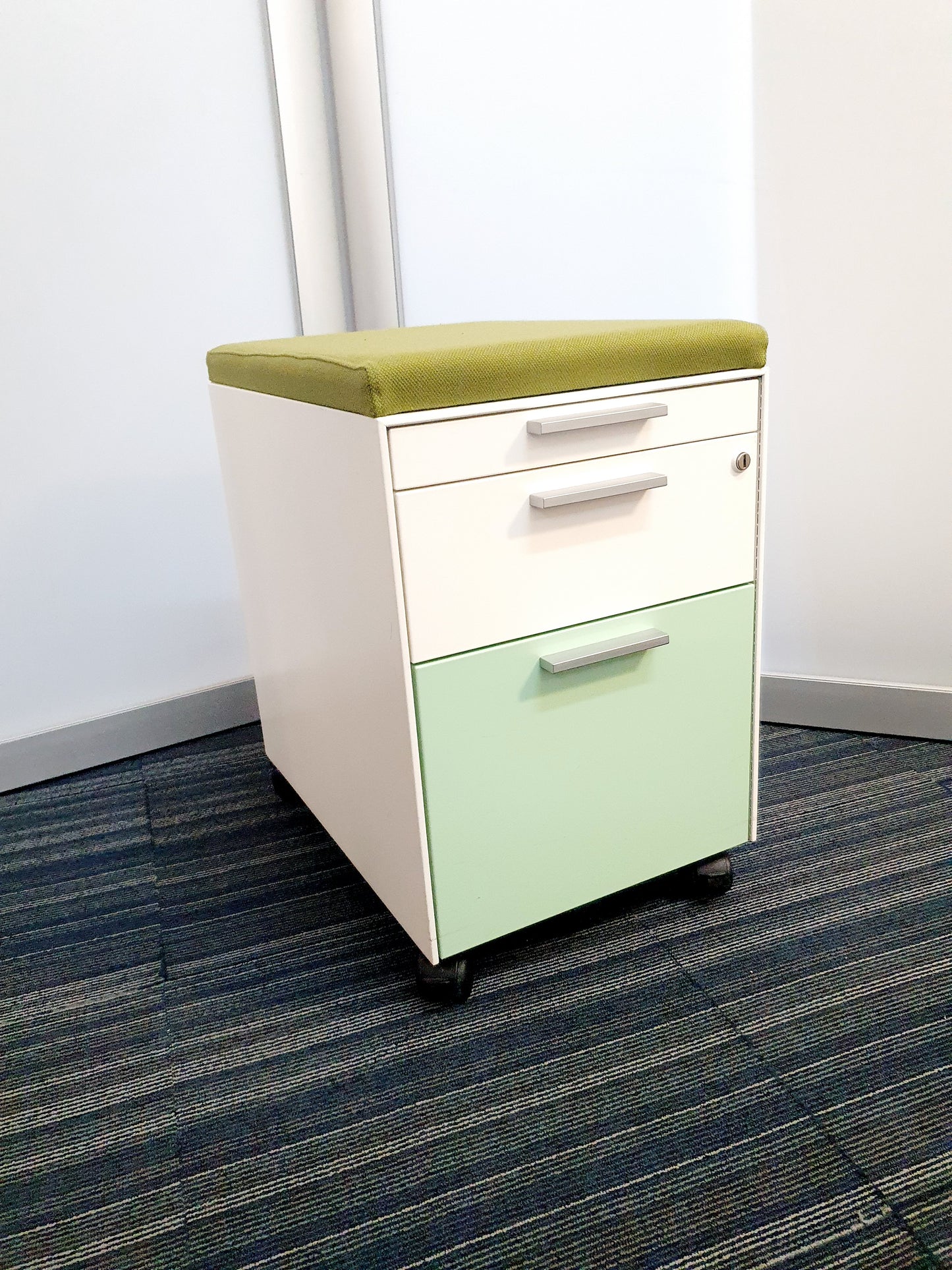 Gloss Office Contrast White / Coloured 3 Drawers Pedestals