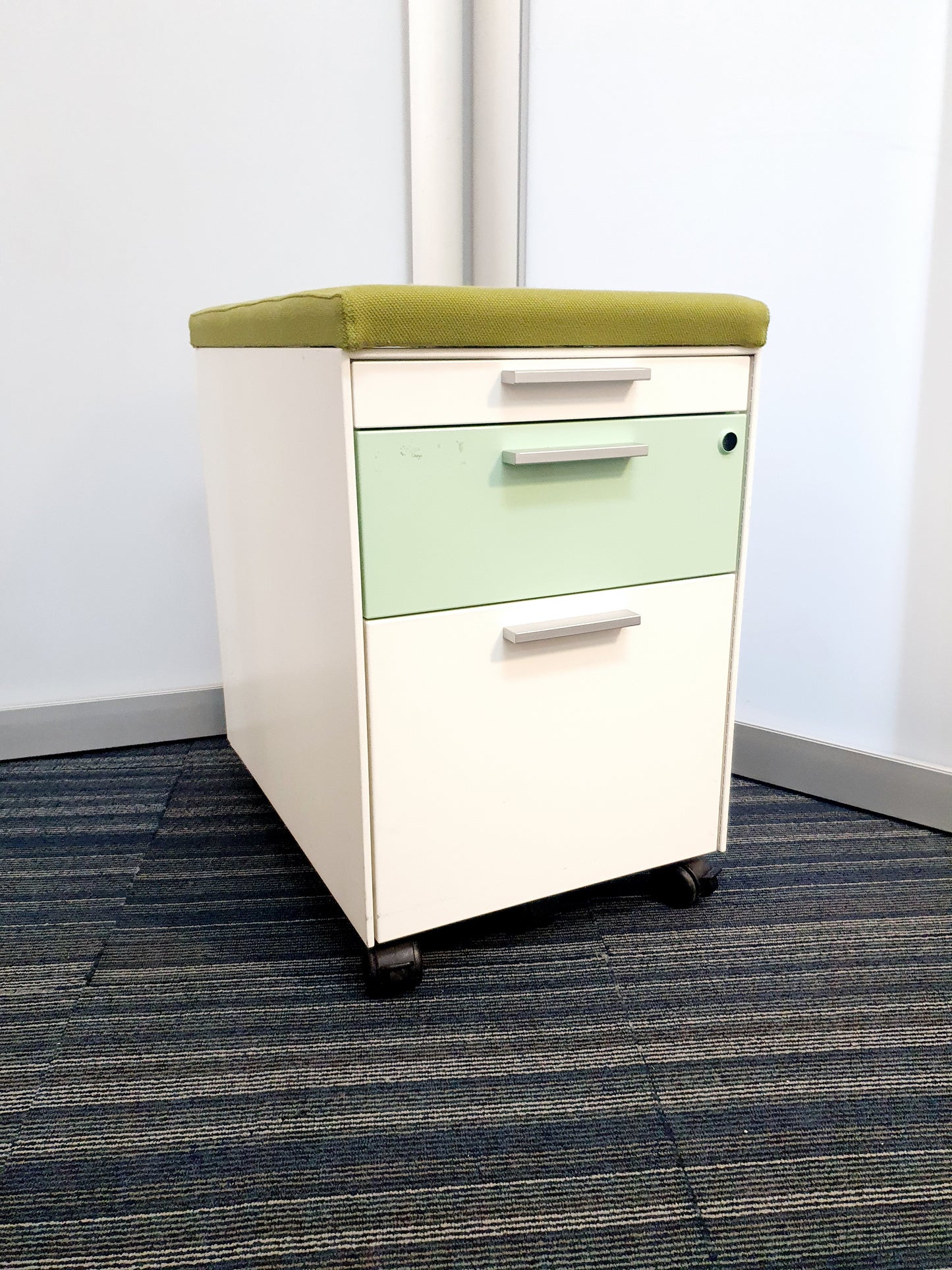 Gloss Office Contrast White / Coloured 3 Drawers Pedestals