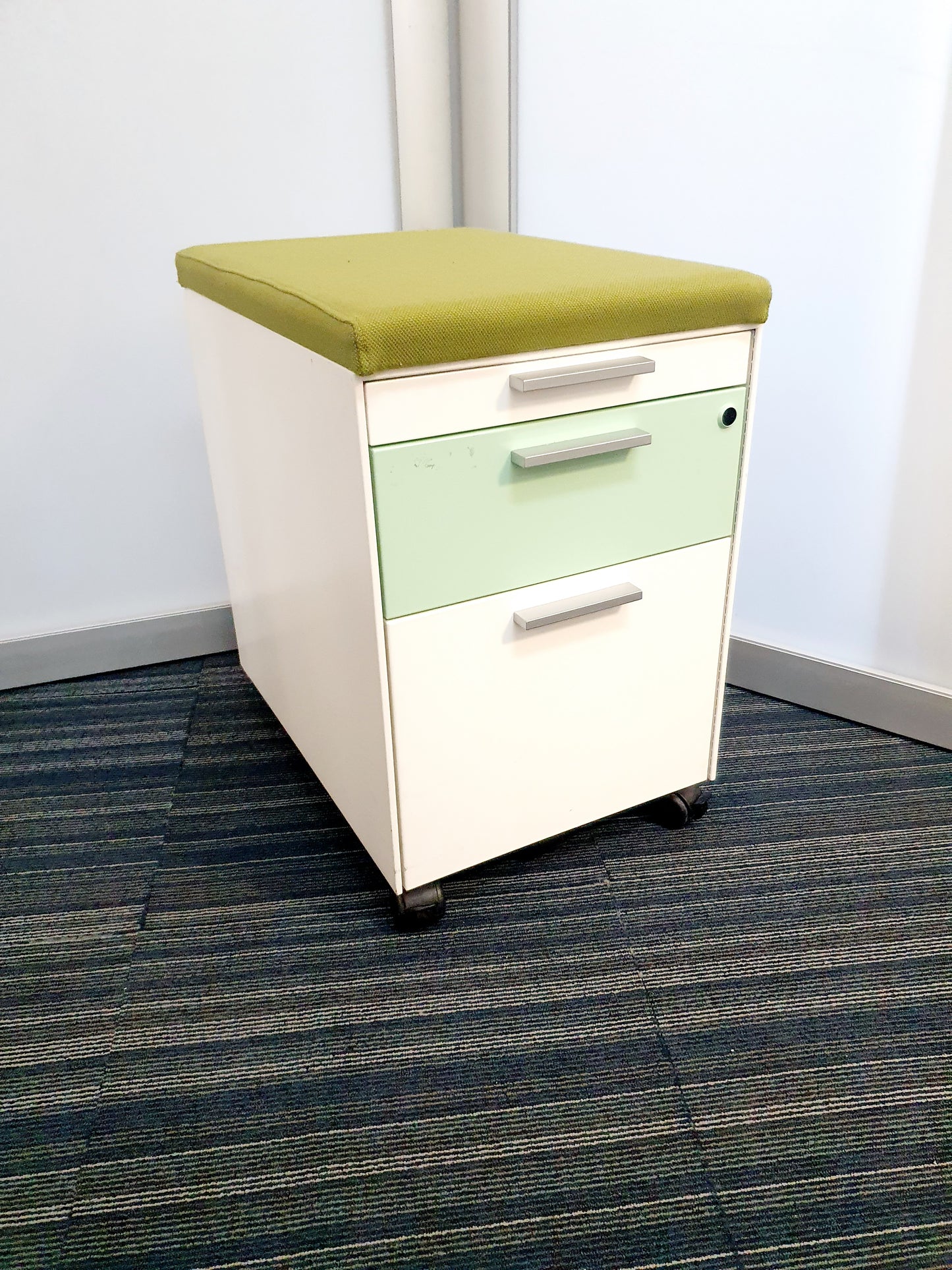 Gloss Office Contrast White / Coloured 3 Drawers Pedestals