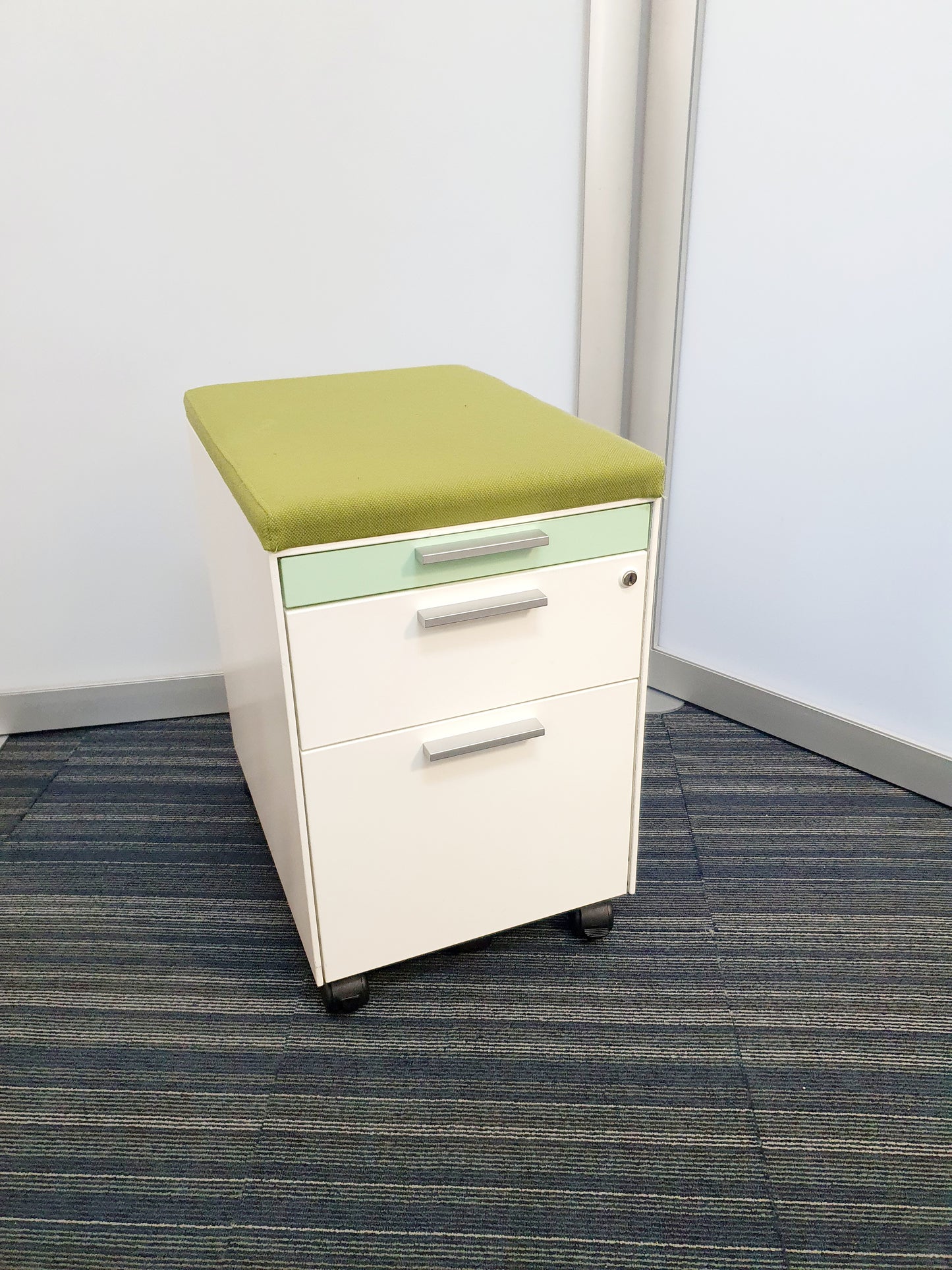 Gloss Office Contrast White / Coloured 3 Drawers Pedestals