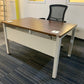 Walnut finish study desk with contrasting white legs and modesty panel 120cm x 80cm