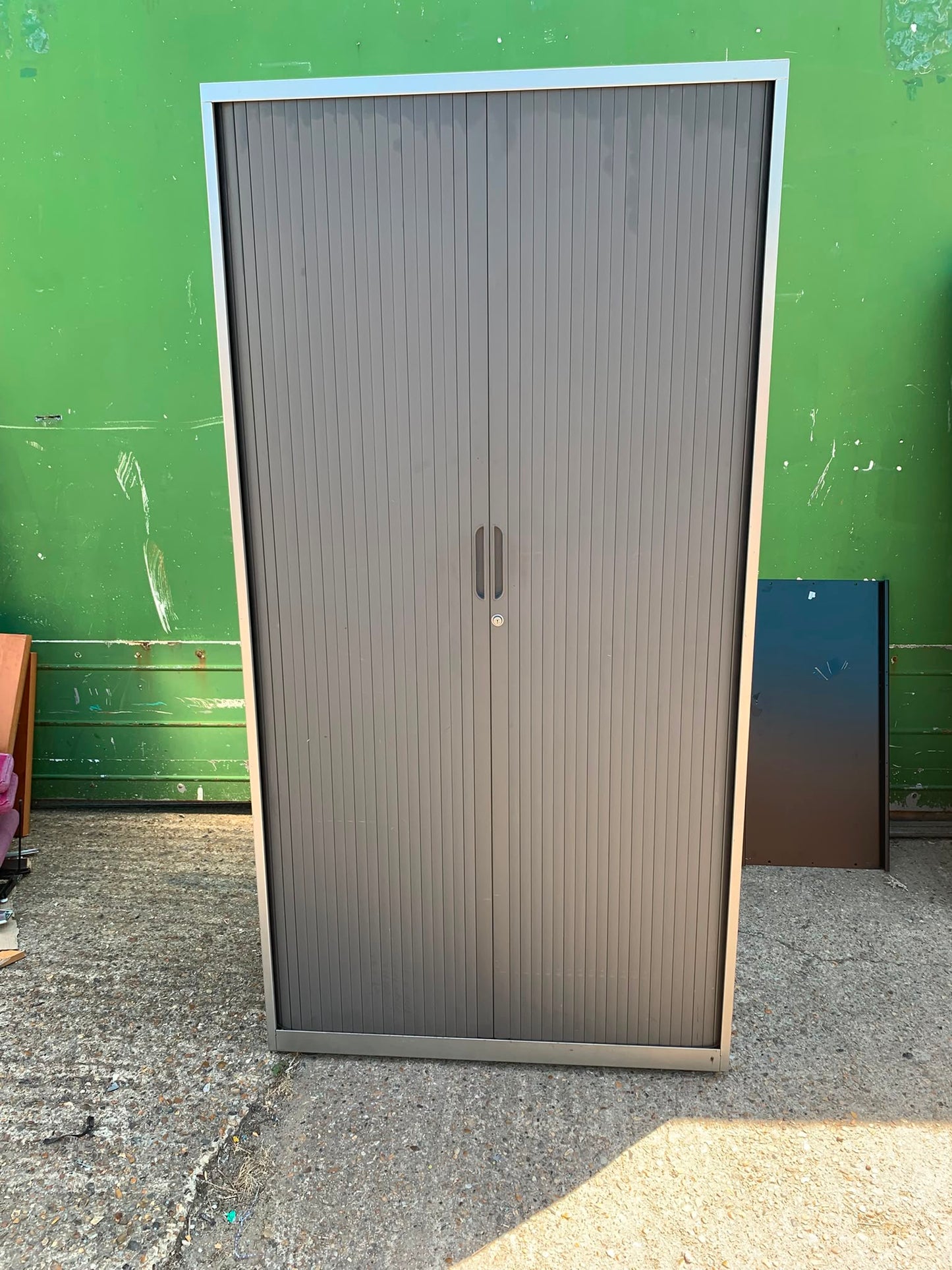 Second Hand Silver Metal Double Door Tambour