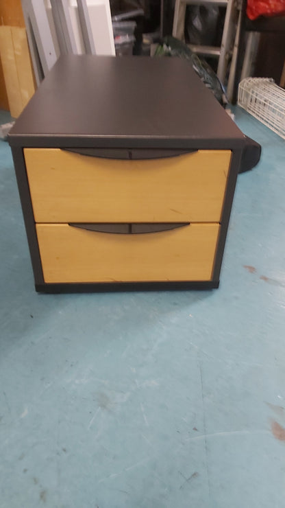 ELAN yew 2-drawer office storage cabinet unit W:42cm H:38cm D:90cm