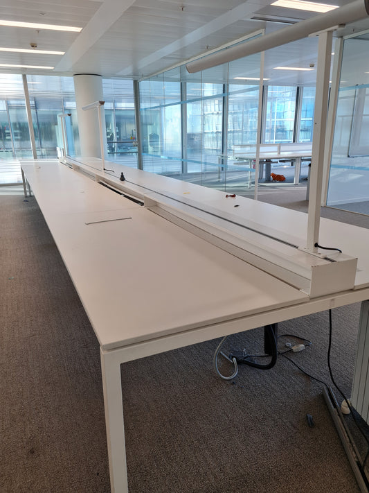 Used Dynamobel Pod bench desk white 200cm x 80cm per desk (4 person pod)
