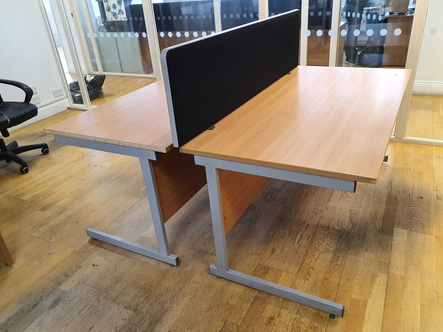 160cm x 80cm Wood fiinish desk modesty panel metal legs