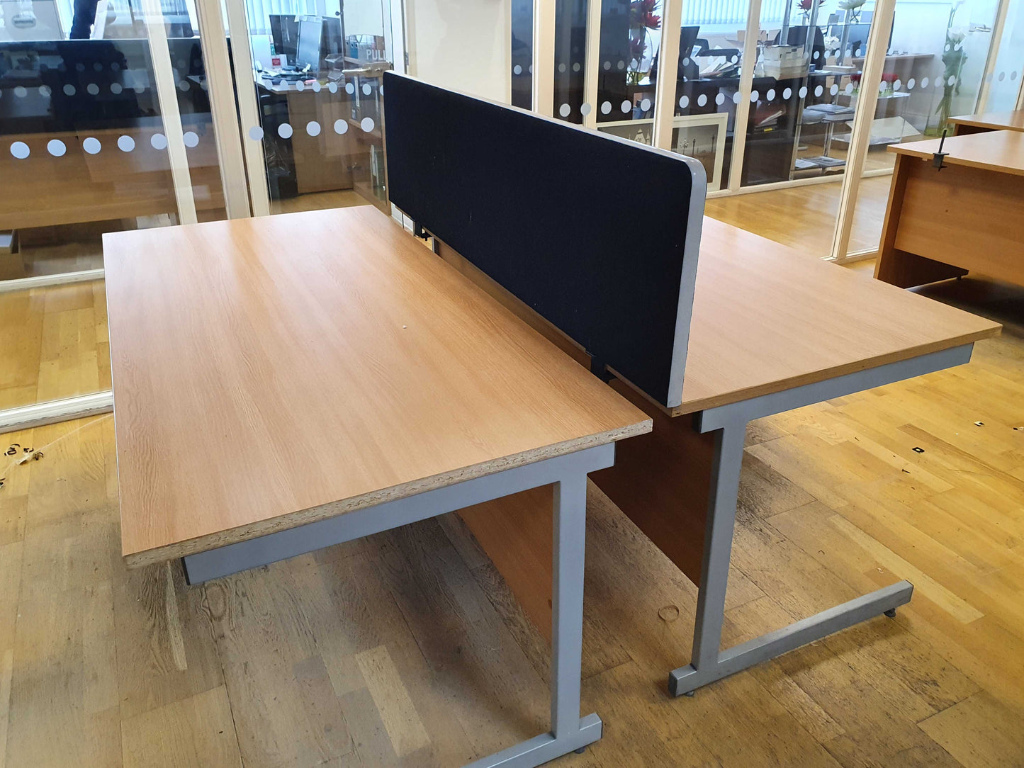 160cm x 80cm Wood fiinish desk modesty panel metal legs