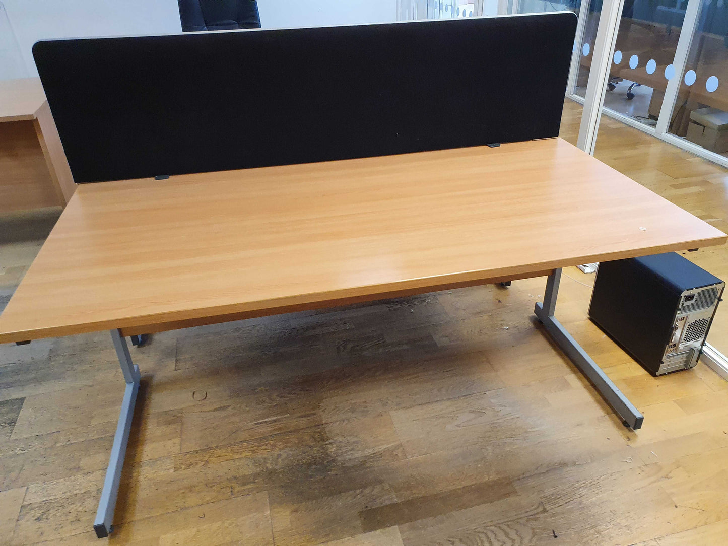 160cm x 80cm Wood fiinish desk modesty panel metal legs