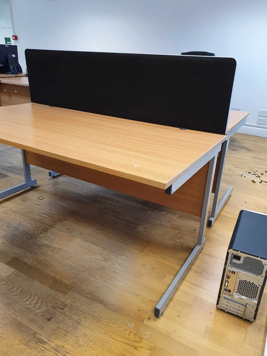 160cm x 80cm Wood fiinish desk modesty panel metal legs