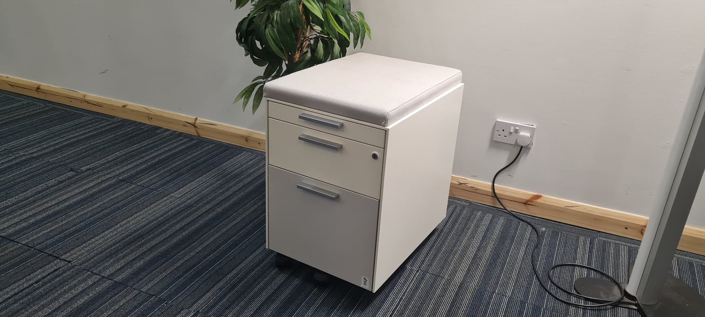 Gloss Office Contrast White / Coloured  3 Drawers Pedestals