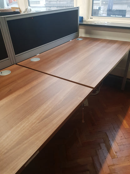 Used 4 person pod desks walnut 120cm x 80cm per desk