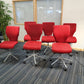 Red Swivel Office Chair by Orangebox on castors - no arms