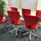 Red Swivel Office Chair by Orangebox on castors - no arms