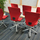 Red Swivel Office Chair by Orangebox on castors - no arms
