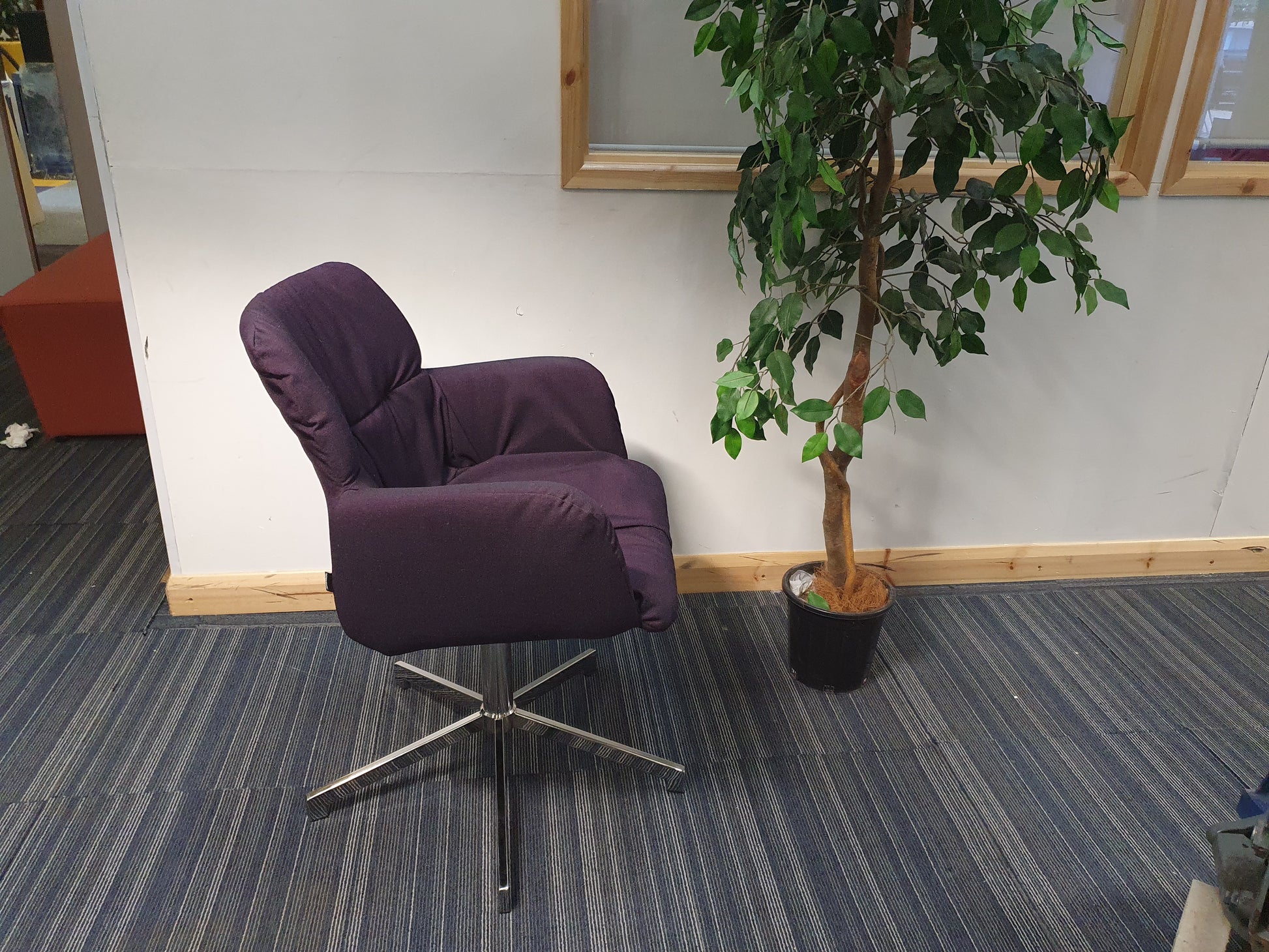 Side of purple swivel Johanson haddoc chairs