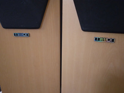 Pre-owned Pair of Mission M73i tower Floor stand sound audio studio equipment speakers Beech Wood finish