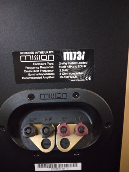 Pre-owned Pair of Mission M73i tower Floor stand sound audio studio equipment speakers Beech Wood finish