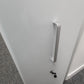 Silver Grey Handle Chrome on white cabinet front