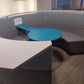 large grey and blue Connections Flock Modular Circular Meeting Booth 