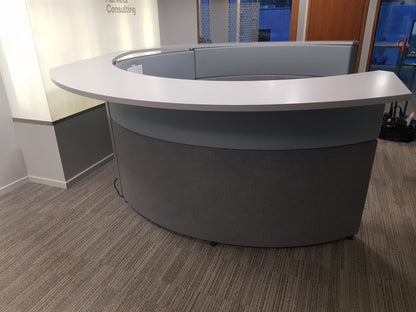 the side of a Connections Flock Modular Circular Meeting Booth 