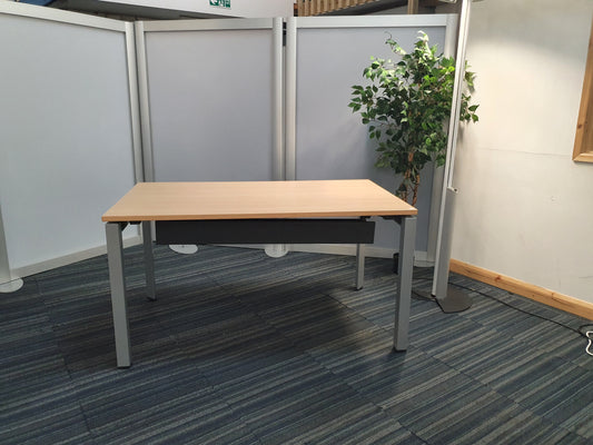 Brown Steelcase office table with cable tray