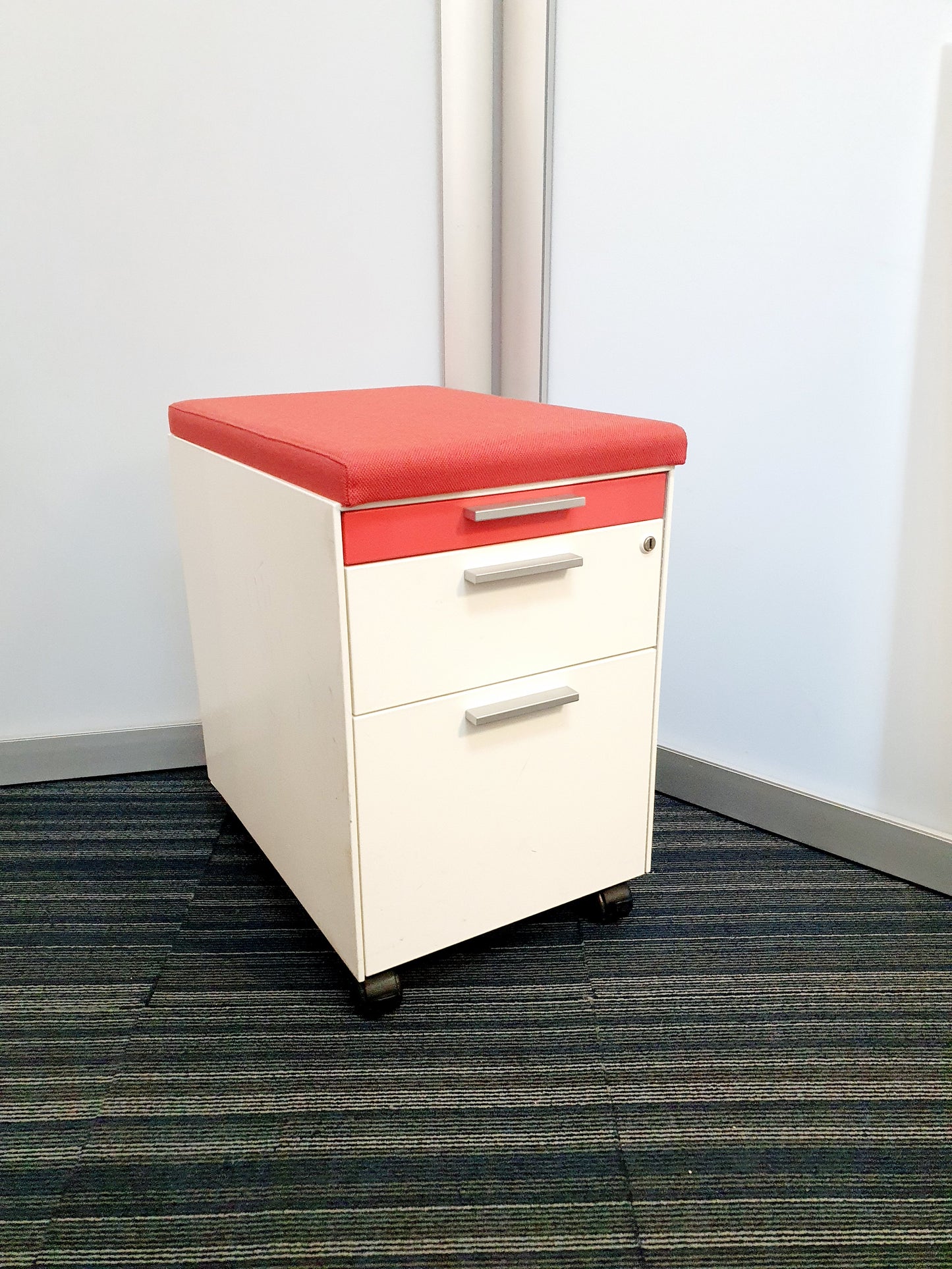 Gloss Office Contrast White / Coloured  3 Drawers Pedestals