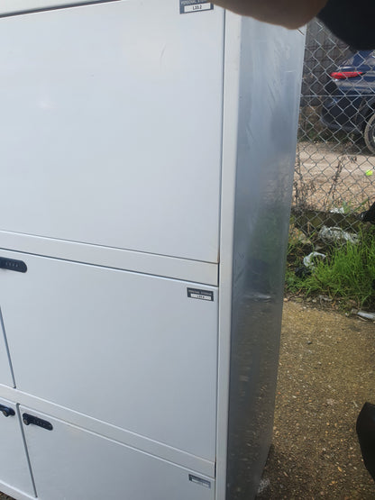 White 6-compartment office combination metal locker H:106cm, D:44cm, W:100cm