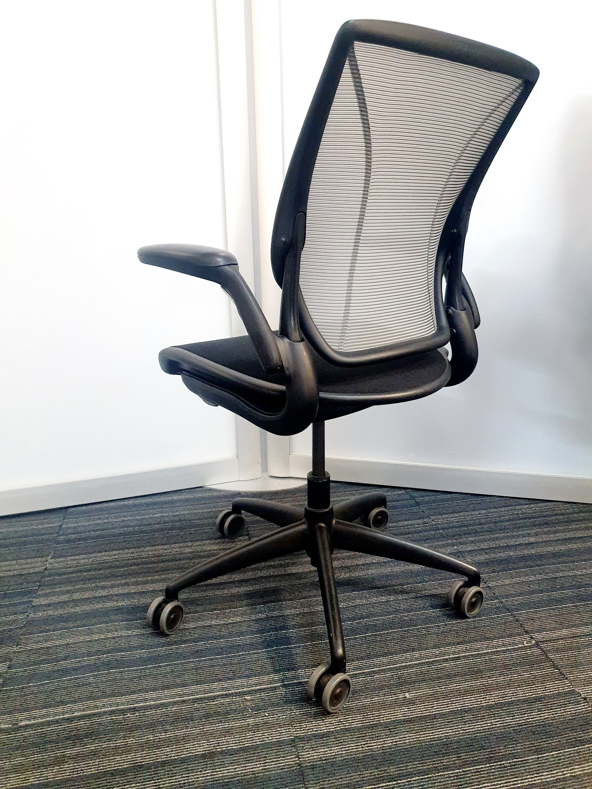 Back of grey office chair